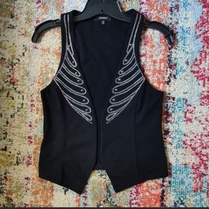 Express Black Silver Embellished Vest